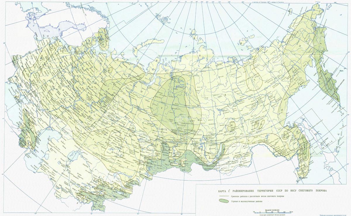 Карта районирования снеговых нагрузок